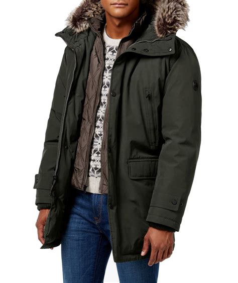 michael kors mens faux fur-trimmed parka|Michael Kors Mens Faux Fur Warm Parka Coat .